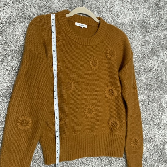 Madewell Flower Embroidered Burnt Yellow Pullover Sweater - Picture 6 of 8